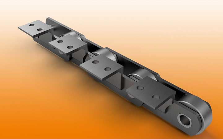 Conveyor chains with attachments