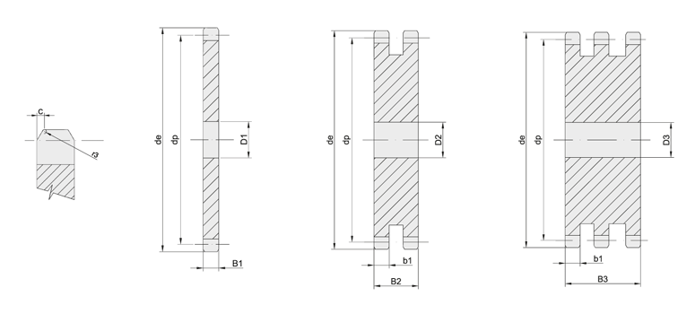 Plate wheel for roller chain 06B-1-2-3