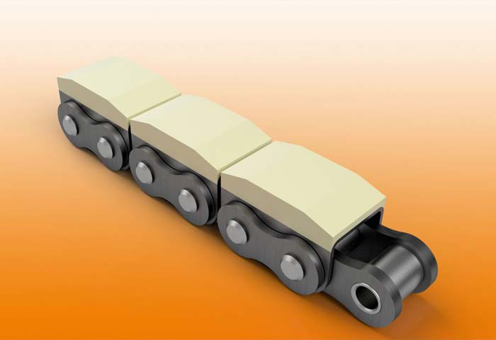 Roller chains with rubber blocks and U type attachments